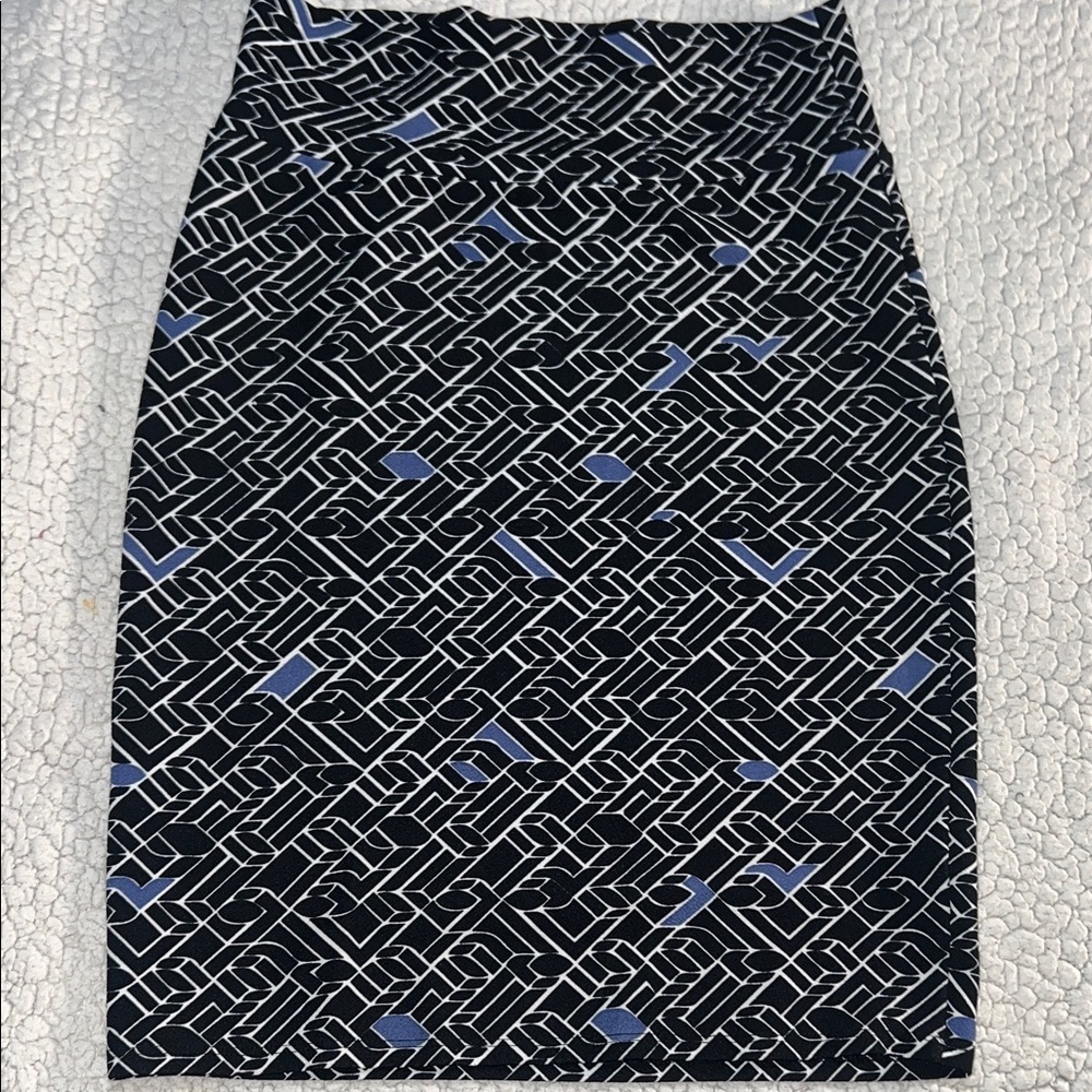 LuLaRoe Black and Blue Patterned Pencil Skirt